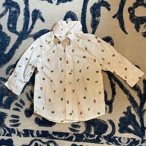 Carters Button Down Collard Shirt BBQ Themed Cola Taco Hamburger 6 months